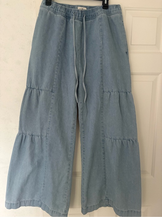 Umgee Denim - Light Blue Tiered Wide-Leg Jeans